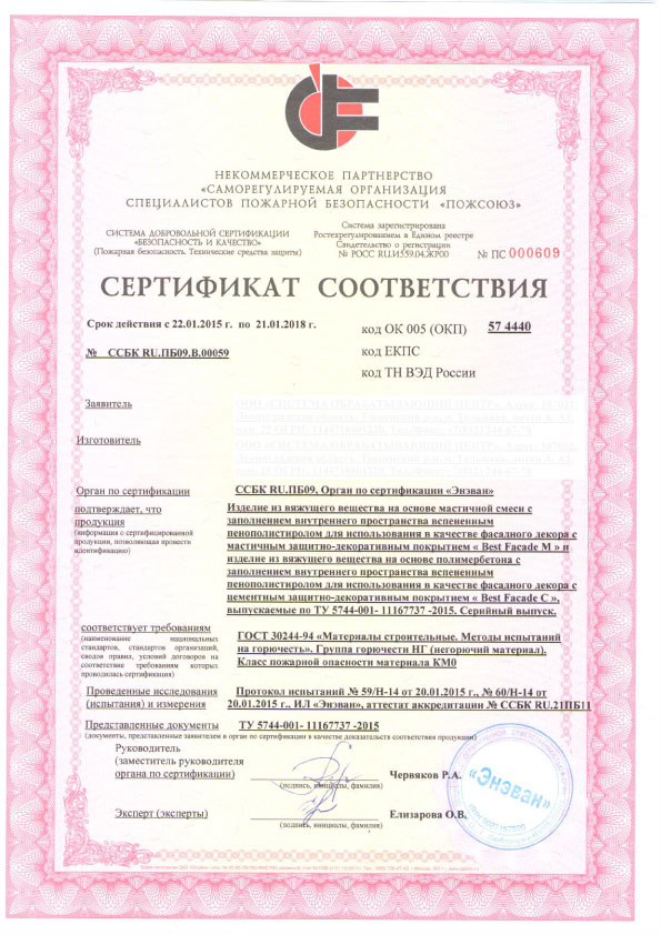 сертификация Сертификат пожарной безопасности